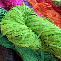 Rainbow Coloured Raffia Hank 250g Lime_2